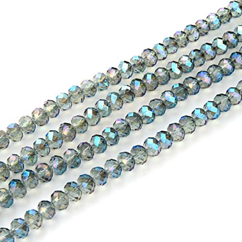 CCR636 tschechische facettierte Rondelle-Kristallglasperlen, lose Perlen, 6 mm, Abstandshalter, Großpackung, grüner Peridot, schimmernd (840–860 Stück) von SKKIKHYBPO