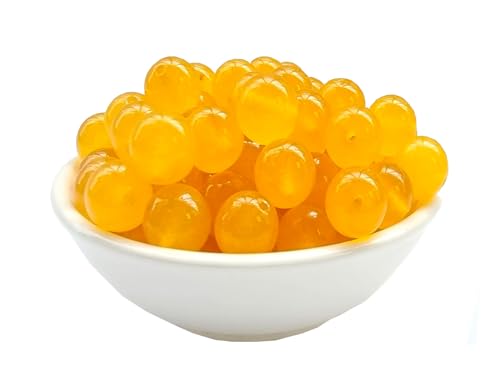 Chalcedon-Perlen, rund, lose Edelsteinperlen für Armbänder, Halsketten, Schmuckherstellung, 8 mm, 60832 gelber Chalcedon, 8 mm, 100 Stück von SKKIKHYBPO