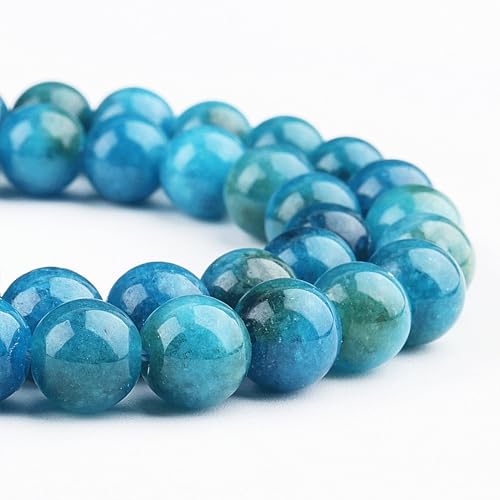 Edelsteinperlen aus Naturstein zur Schmuckherstellung – 6 mm blaue Patina-Perlen für Armbänder, runde Halbedelsteinperlen aus Jade (58–60 Stück, 6 mm, blaue Patina) von SKKIKHYBPO