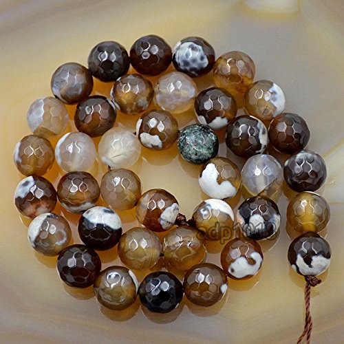 Facettierte Feuerachat-Edelstein, rund, lose Perlen, 39,4 cm Strang (10 mm, Kaffee-Feuerachat) von SKKIKHYBPO