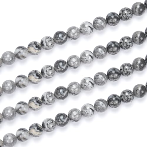 GF19-4 natürlicher Jaspis-Heilstein, 4 mm, kleine runde Perlen, Abstandshalter (88–93 Stück) für Bastelarbeiten, Schmuckherstellung, 1 Strang von SKKIKHYBPO