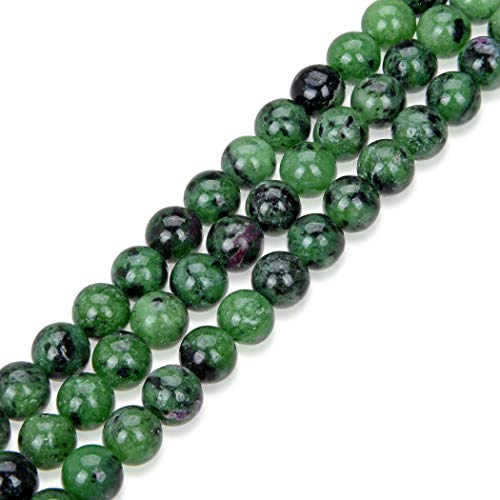 GY13-6 natürliche Rubin-Zoisit-Heilsteine, 6 mm, rund, lose Perlen, Abstandshalter (116–124 Stück) für Bastelarbeiten, Schmuckherstellung, 2 Stränge von SKKIKHYBPO