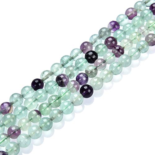 GY29-10 natürlicher mehrfarbiger Fluorit-Heilstein, 10 mm, rund, lose Perlen, Abstandshalter (34–37 Stück) für Bastelarbeiten, Schmuckherstellung, 1 Strang von SKKIKHYBPO