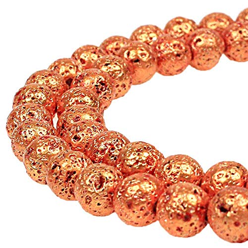 Galvanisierter oranger natürlicher vulkanischer Lavastein, rund, lose Steinperlen, DIY für Schmuck- und Armbandherstellung (6 mm) von SKKIKHYBPO