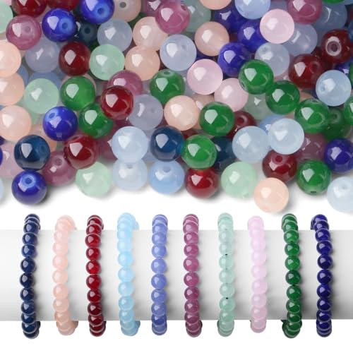 Glasperlen, 10 Farben, 8 mm, zur Schmuckherstellung, runde Kristallperlen, für Armbänder, Halsketten, Ohrringe, DIY, 500 Stück Glasperlen, 10 Farben, 8 mm, zur Schmuckherstellung, runde Kristallperlen, für Armbänder, Halsketten, Ohrringe, DIY, 500 Stück von SKKIKHYBPO