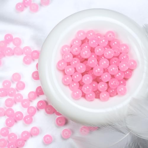 Glasperlen, 8 mm Glasperlen für Barcelet und Schmuckherstellung, DIY, Basteln, 145 Stück (Rosa) von SKKIKHYBPO
