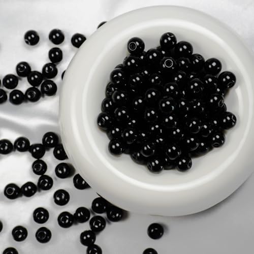 Glasperlen, 8 mm Glasperlen für Barcelet und Schmuckherstellung, DIY, Handwerk, Schwarz, 145 Stück von SKKIKHYBPO