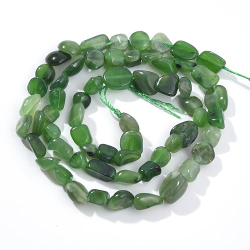 Grüne kanadische Jade-Kieselstein-Nugget-Perlen, oval, frei, 6–8 mm, natürliche Edelsteine, lose Perlen, ca. 39,4 cm, für DIY-Schmuckherstellung von SKKIKHYBPO