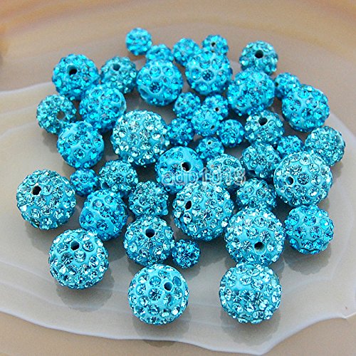 Hochwertige tschechische Kristall-Strasssteine, Pavé-Fassung, rund, 6 mm, 8 mm, 10 mm, 12 mm (10 mm, Aquamarin), 30 Stück von SKKIKHYBPO