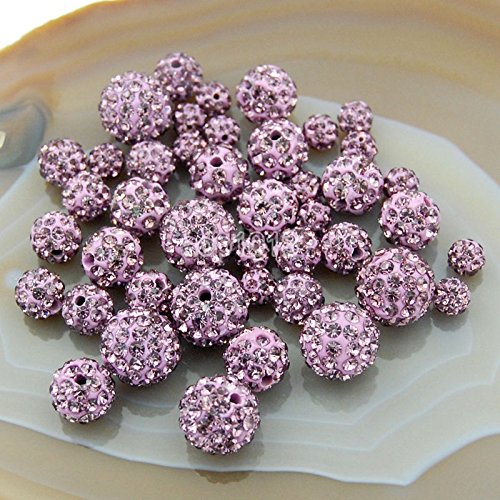 Hochwertige tschechische Kristall-Strasssteine, Pavé-Fassung, rund, 6 mm, 8 mm, 10 mm, 12 mm (10 mm, heller Amethyst), 30 Stück von SKKIKHYBPO
