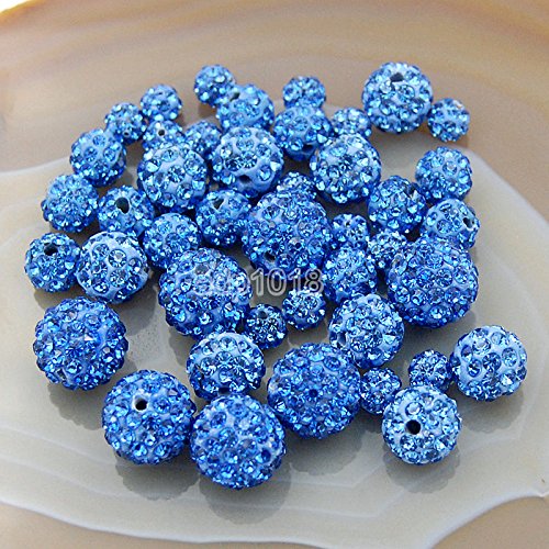 Hochwertige tschechische Kristall-Strasssteine, Pavé-Fassung, rund, 6 mm, 8 mm, 10 mm, 12 mm (10 mm, heller Saphir), 30 Stück von SKKIKHYBPO