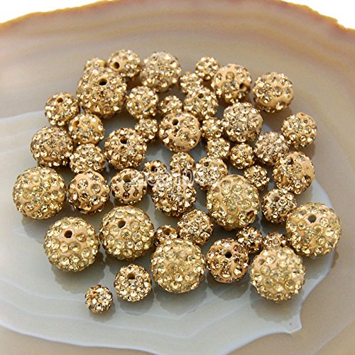 Hochwertige tschechische Kristall-Strasssteine, Pavé-Fassung, rund, 6 mm, 8 mm, 10 mm, 12 mm (10 mm, heller Topas), 30 Stück von SKKIKHYBPO