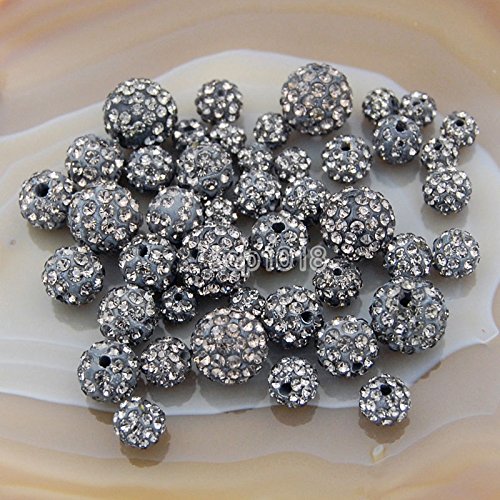 Hochwertige tschechische Kristall-Strasssteine, Pavé-Fassung, rund, 6 mm, 8 mm, 10 mm, 12 mm (10 mm, schwarzer Diamant), 30 Stück von SKKIKHYBPO