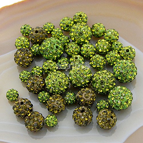 Hochwertige tschechische Kristall-Strasssteine, Pavé-Fassung, rund, 6 mm, 8 mm, 10 mm, 12 mm (6 mm, Olivgrün), 30 Stück von SKKIKHYBPO