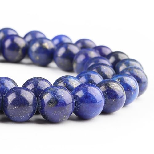 Lapislazuli-Perlen zur Schmuckherstellung, blaue Edelstein-Armbänder, 10 mm, runde lose Perlen (35–37 Stück, 10 mm, Lapislazuli) von SKKIKHYBPO