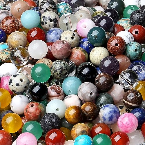 Mehrfarbig, 100 Stück, 8 mm, rund, natürlich, für DIY-Schmuckherstellung von SKKIKHYBPO