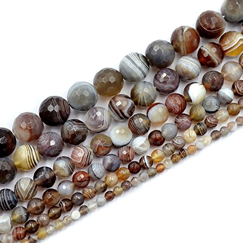 Natürliche, glatte und facettierte Botswana-Achat-Edelsteinperlen, Güteklasse AAA, rund, 12 mm, facettiert von SKKIKHYBPO