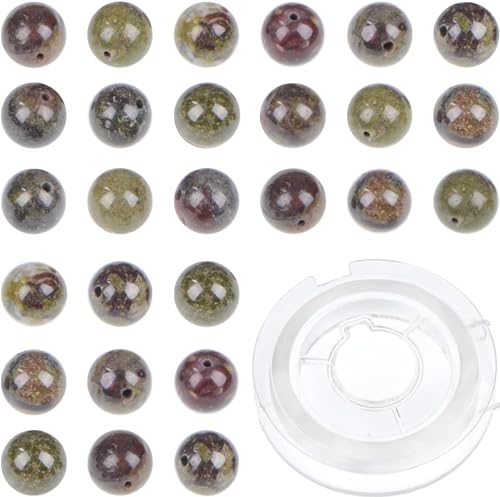 Natürliche Drachenblut-Jaspis, runde Perlen, 10 mm, 90 Stück, DIY-Schmuckherstellung, Uni (10 mm, 90 Stück, Drachenblut-Jaspis) von SKKIKHYBPO