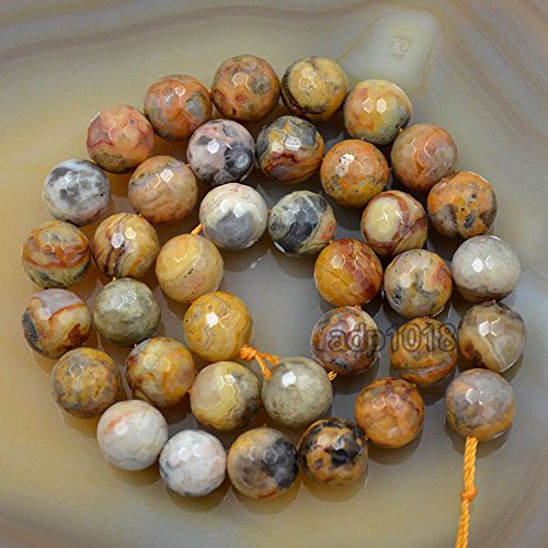 Natürliche Edelsteine, facettierte, runde Abstandshalter, lose Perlen, 4 mm bis 10 mm (10 mm, facettierter Crazy Lace-Achat) von SKKIKHYBPO
