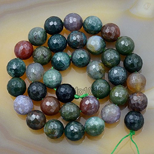 Natürliche Edelsteine, facettierte, runde Abstandshalter, lose Perlen, 4 mm bis 10 mm (10 mm, facettierter indischer Achat) von SKKIKHYBPO