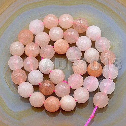 Natürliche Edelsteine, facettierte, runde Abstandshalter, lose Perlen, 4 mm bis 10 mm (10 mm, facettierter rosa Aventurin) von SKKIKHYBPO