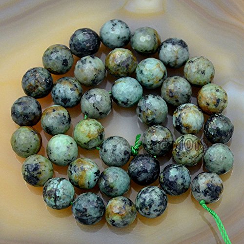 Natürliche Edelsteine, facettierte, runde Abstandshalter, lose Perlen, 4 mm bis 10 mm (10 mm, facettiertes afrikanisches Türkis) von SKKIKHYBPO