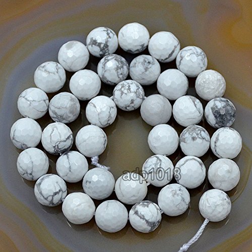 Natürliche Edelsteine, facettierte, runde Abstandshalter, lose Perlen, 4 mm bis 10 mm (10 mm, facettiertes weißes Türkis) von SKKIKHYBPO