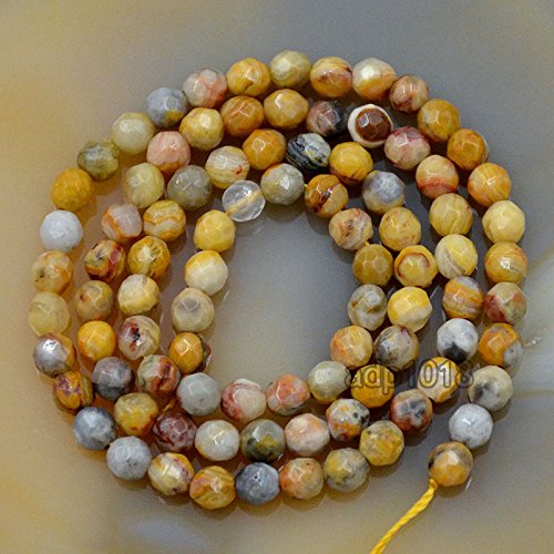 Natürliche Edelsteine, facettierte, runde Abstandshalter, lose Perlen, 4 mm bis 10 mm (4 mm, facettierter Crazy Lace-Achat) von SKKIKHYBPO