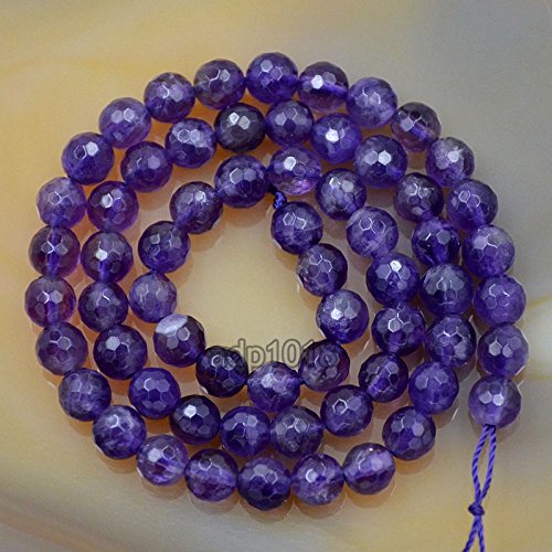 Natürliche Edelsteine, facettierte, runde Abstandshalter, lose Perlen, 4 mm bis 10 mm (6 mm, facettierter Amethyst) von SKKIKHYBPO