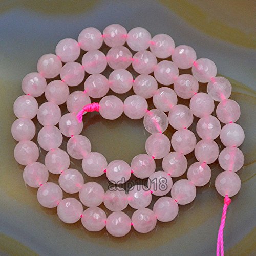 Natürliche Edelsteine, facettierte, runde Abstandshalter, lose Perlen, 4 mm bis 10 mm (6 mm, facettierter Rosenquarz) von SKKIKHYBPO
