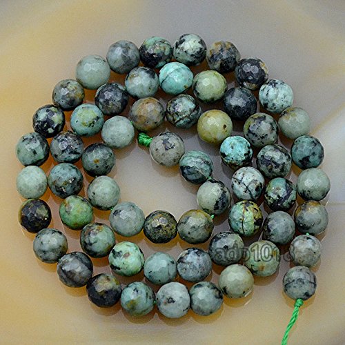 Natürliche Edelsteine, facettierte, runde Abstandshalter, lose Perlen, 4 mm bis 10 mm (6 mm, facettiertes afrikanisches Türkis) von SKKIKHYBPO