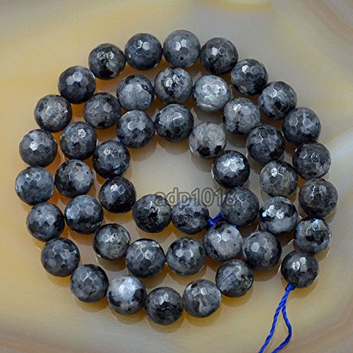 Natürliche Edelsteine, facettierte, runde Abstandshalter, lose Perlen, 4 mm bis 10 mm (8 mm, facettierter Larvikit) von SKKIKHYBPO