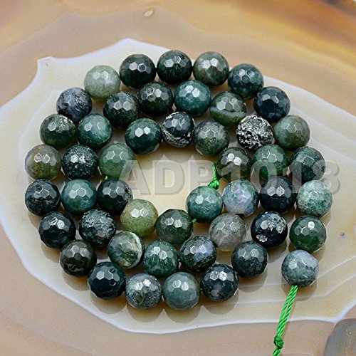 Natürliche Edelsteine, facettierte, runde Abstandshalter, lose Perlen, 4 mm bis 10 mm (8 mm, facettierter Moosachat) von SKKIKHYBPO