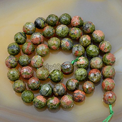 Natürliche Edelsteine, facettierte, runde Abstandshalter, lose Perlen, 4 mm bis 10 mm (8 mm, facettierter Unakit) von SKKIKHYBPO