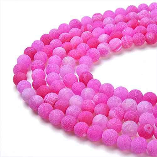 Natürliche Edelsteine, lose Perlen, matt, ca. 39,4 cm, DIY-Armband, Halskette zur Schmuckherstellung (10 mm, rosa mattierter Achat) von SKKIKHYBPO