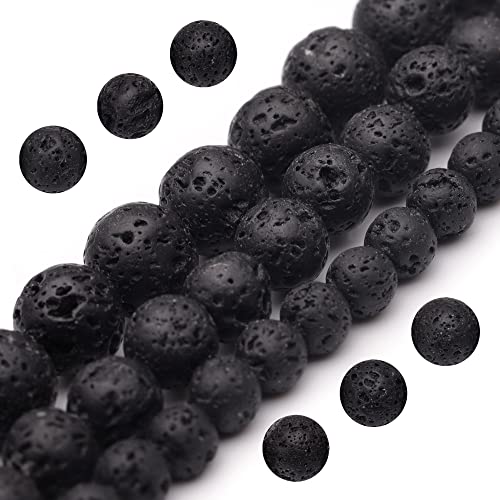 Natürliche Edelsteine zur Schmuckherstellung, 6 mm, schwarze Lava-Perlen, poliert, rund, glatt, für Armbänder und Halsketten, 38,1 cm Natürliche Edelsteine zur Schmuckherstellung, 6 mm, schwarze Lava-Perlen, poliert, rund, glatt, für Armbänder und Halsketten, 38,1 cm von SKKIKHYBPO