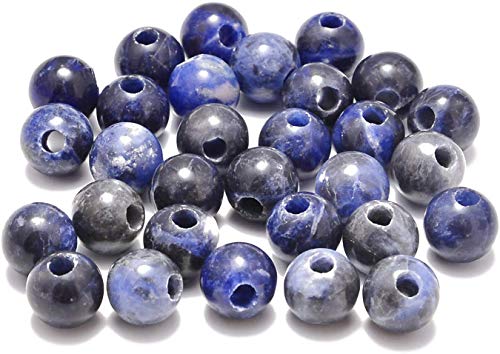 Natürliche Edelsteinperlen, 8 mm, rund, lose Perlen, großes Loch, 2,5 mm, 40 Stück (Sodalith) von SKKIKHYBPO