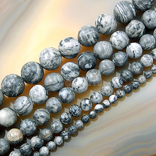 Natürliche Edelsteinperlen, glatt, rund, lose Perlen, 38,1 cm, 4 mm, 6 mm, 8 mm, 10 mm, 12 mm (10 mm, Karten-Jaspis) von SKKIKHYBPO