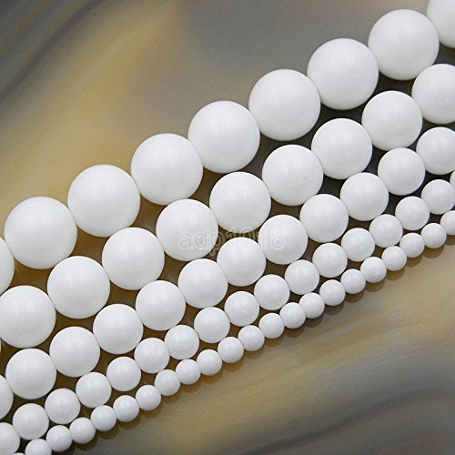Natürliche Edelsteinperlen, glatt, rund, lose Perlen, 38,1 cm, 4 mm, 6 mm, 8 mm, 10 mm, 12 mm (10 mm, weißer Alabaster) von SKKIKHYBPO