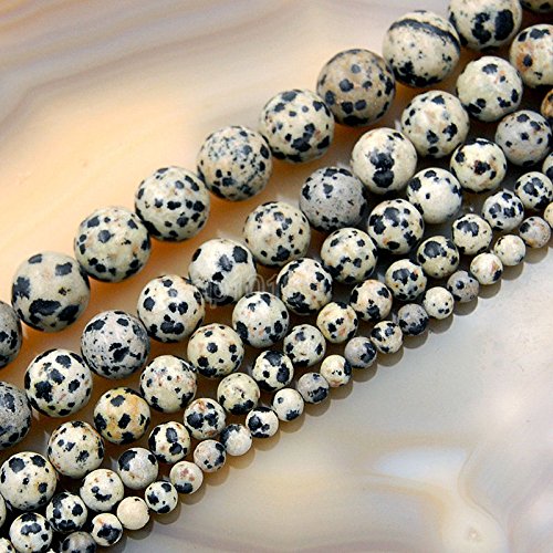 Natürliche Edelsteinperlen, glatt, rund, lose Perlen, 38,1 cm, 4 mm, 6 mm, 8 mm, 10 mm, 12 mm (4 mm, Dalmatiner-Jaspis) von SKKIKHYBPO