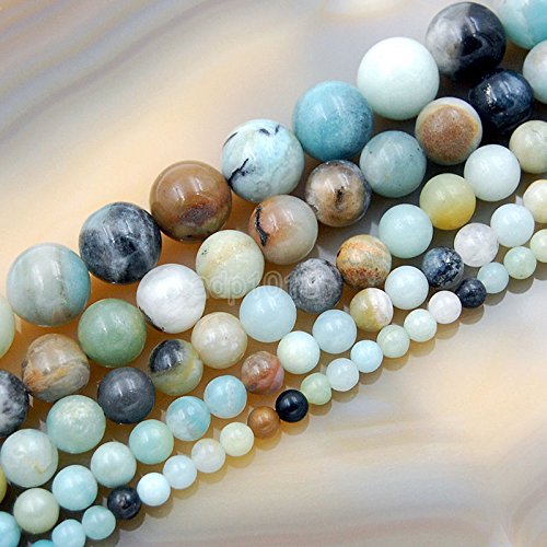 Natürliche Edelsteinperlen, glatt, rund, lose Perlen, 38,1 cm, 4 mm, 6 mm, 8 mm, 10 mm, 12 mm (6 mm, mehrfarbiger Amazonit) von SKKIKHYBPO