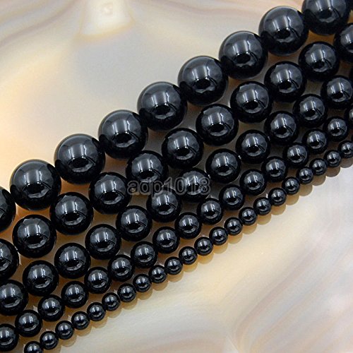 Natürliche Edelsteinperlen, glatt, rund, lose Perlen, 38,1 cm, 4 mm, 6 mm, 8 mm, 10 mm, 12 mm (8 mm, schwarzer Onyx) von SKKIKHYBPO