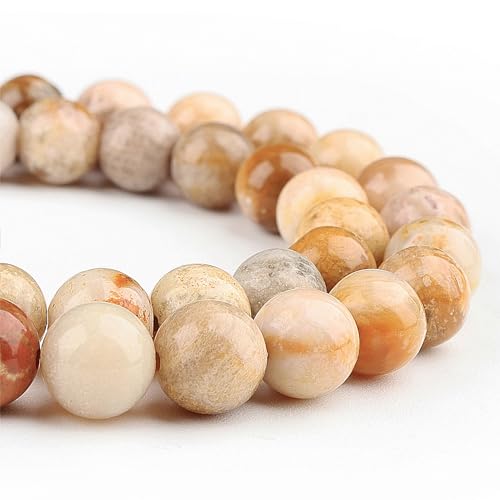 Natürliche Gemfor Chrysanthemen-Perlen für Armbänder, runde Korall-Kristallperlen, 10 mm, Chrysanthemen, 35–37 Stück, 10 mm von SKKIKHYBPO