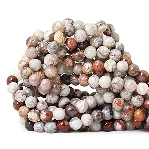 Natürliche Laguna-Spitzen-Achat-Perlen, rund, lose Perlen für Schmuckherstellung, 8 mm, 1 Strang, 38,1 cm, 45 Stück Natürliche Laguna-Spitzen-Achat-Perlen, rund, lose Perlen für Schmuckherstellung, 8 mm, 1 Strang, 38,1 cm, 45 Stück von SKKIKHYBPO