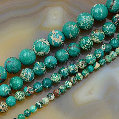 Natürliche Meeres-Sediment-Jaspis, runde Perlen, 4 mm – 12 mm (10 mm, Smaragd) von SKKIKHYBPO