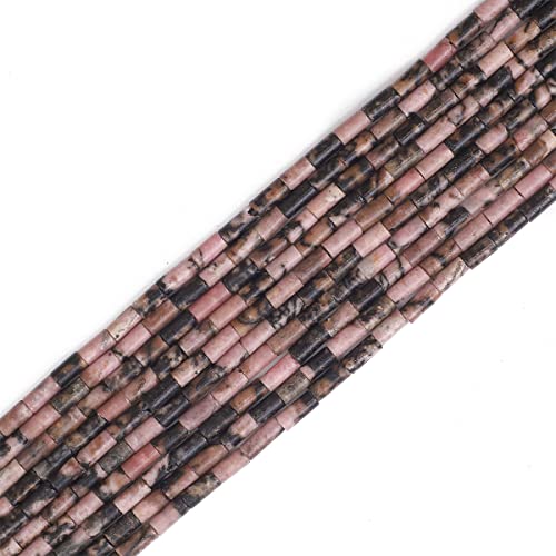 Natürliche Rhodochrosit-Perlen, Zylinder, 2 x 4 mm, 38 cm/Strang, Steinperlen für Schmuckherstellung von SKKIKHYBPO
