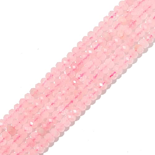 Natürliche Rosenquarz-Kristallperlen, 4 x 2 mm, facettierte Rondelle, lose Halbedelsteinperlen für Schmuckherstellung, 120 Stück Natürliche Rosenquarz-Kristallperlen, 4 x 2 mm, facettierte Rondelle, lose Halbedelsteinperlen für Schmuckherstellung, 120 Stück von SKKIKHYBPO