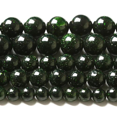 Natürliche grüne Sandstein-Energieheilperlen, rund, lose Perlen für Schmuckherstellung, Armband, 2 Stränge, 81,3 cm, 72 Stück von SKKIKHYBPO