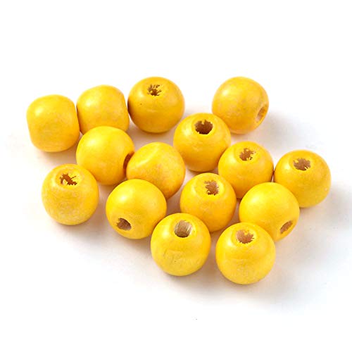 Natürliche runde Holzperlen, 12 mm, gelbe Holzkugeln, Abstandshalter für Schmuckherstellung, 100 Stück Natürliche runde Holzperlen, 12 mm, gelbe Holzkugeln, Abstandshalter für Schmuckherstellung, 100 Stück von SKKIKHYBPO
