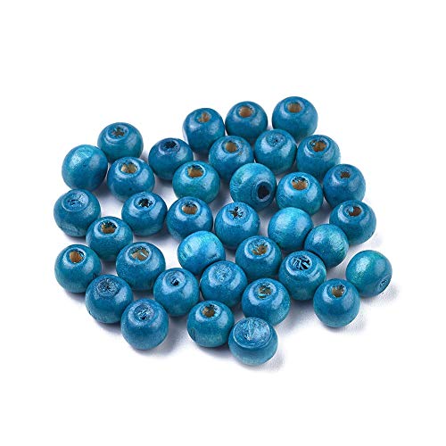 Natürliche runde Holzperlen, 8 mm, Himmelblau, Abstandshalter für Schmuckherstellung, 200 Stück von SKKIKHYBPO